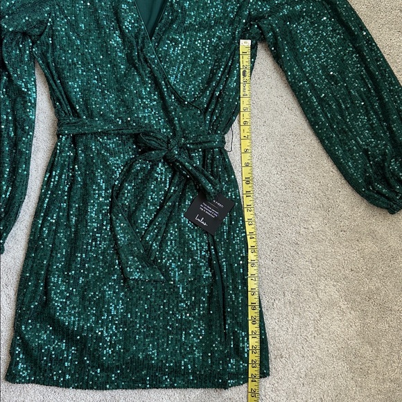 Lulu's Sparkly Darling Emerald Green Sequin Ling Sleeve Dress - Picture 11 of 11